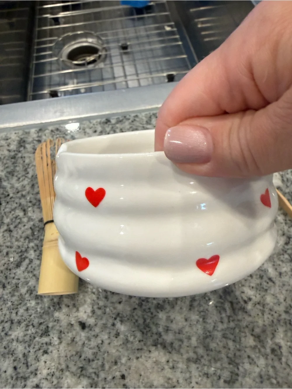 White Ceramic Mini Vase with Red Heart Accents - Home Accents tea set